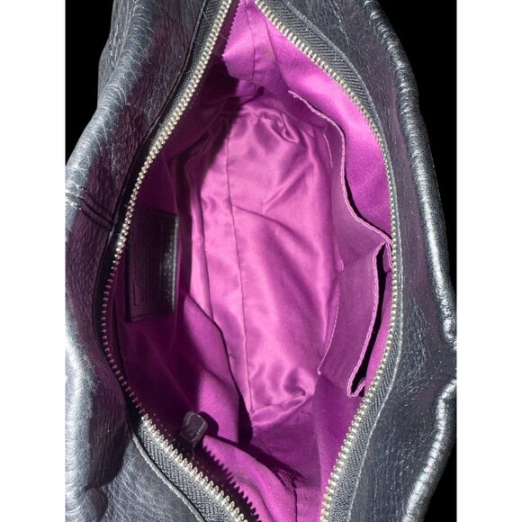 Coach Carly Hobo F15251 Black Pebbled Leather Silver Nickel Shoulder Bag Boho - Picture 8 of 9